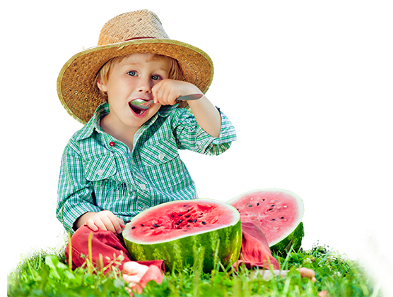 kid eating water melon